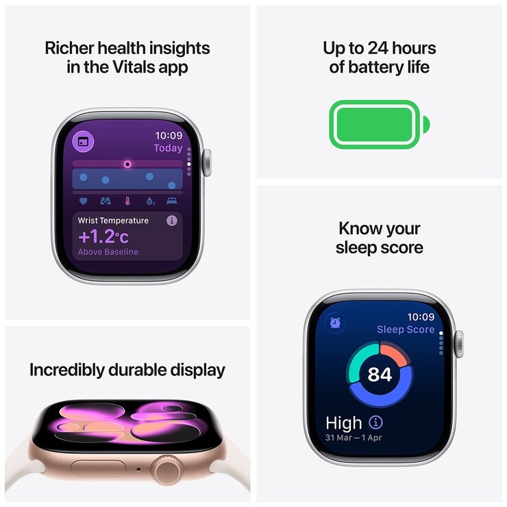 Apple Watch Series 11 GPS + Cellular 46mm Jet Black Aluminium Case with Black Sport Band - S/M