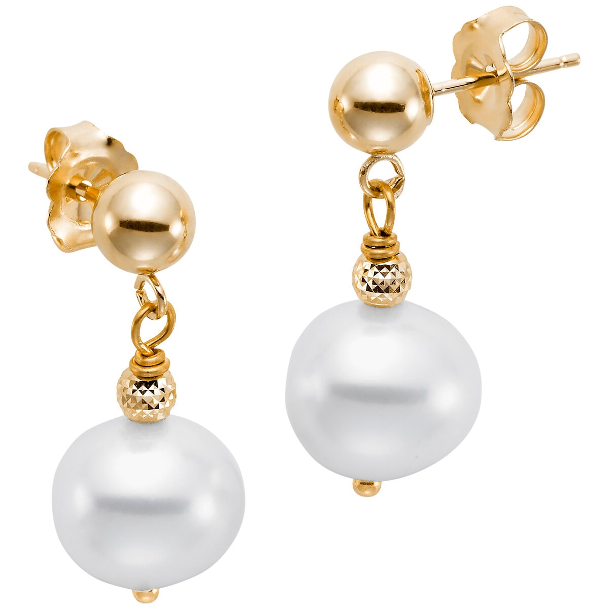 14KT Yellow Gold 8-9MM Freshwater Cultured Pearl Dangle Earring