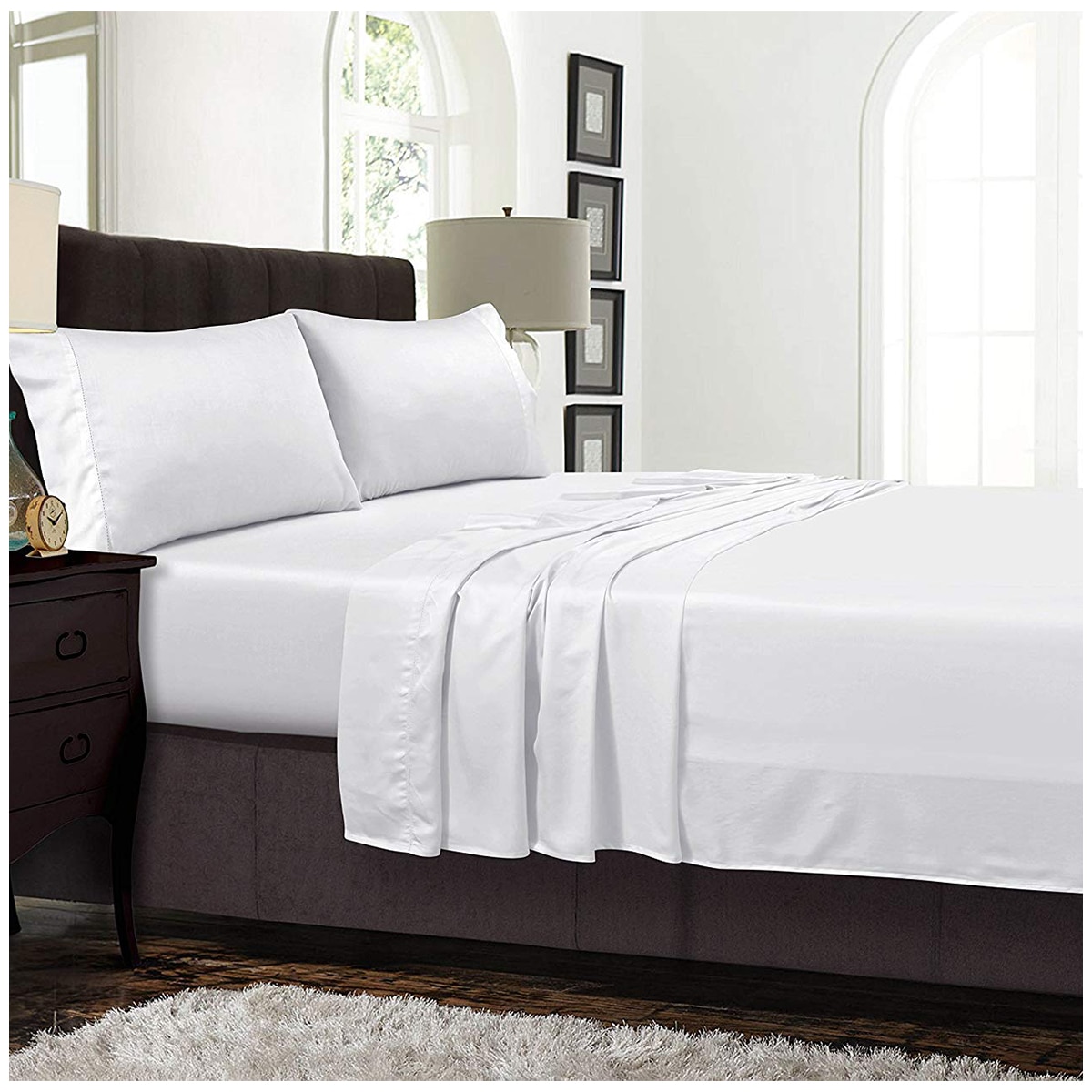 Kingtex 1200 Thread Count Silver Sheet Set Queen - White