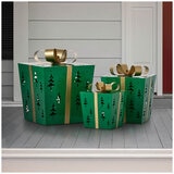 Metal Gift Box With Led Lights, Set of 3 Metal Gift Box With Led Lights, Set of 3