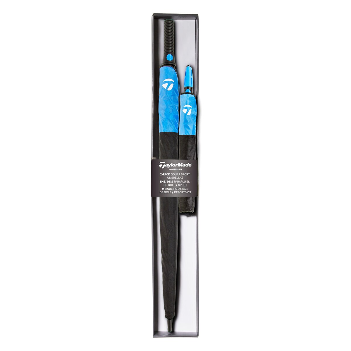 Taylormade 62 Inch Golf & 58 Inch Jumbo Compact Umbrella Set 2 Pack Black/Ocean
