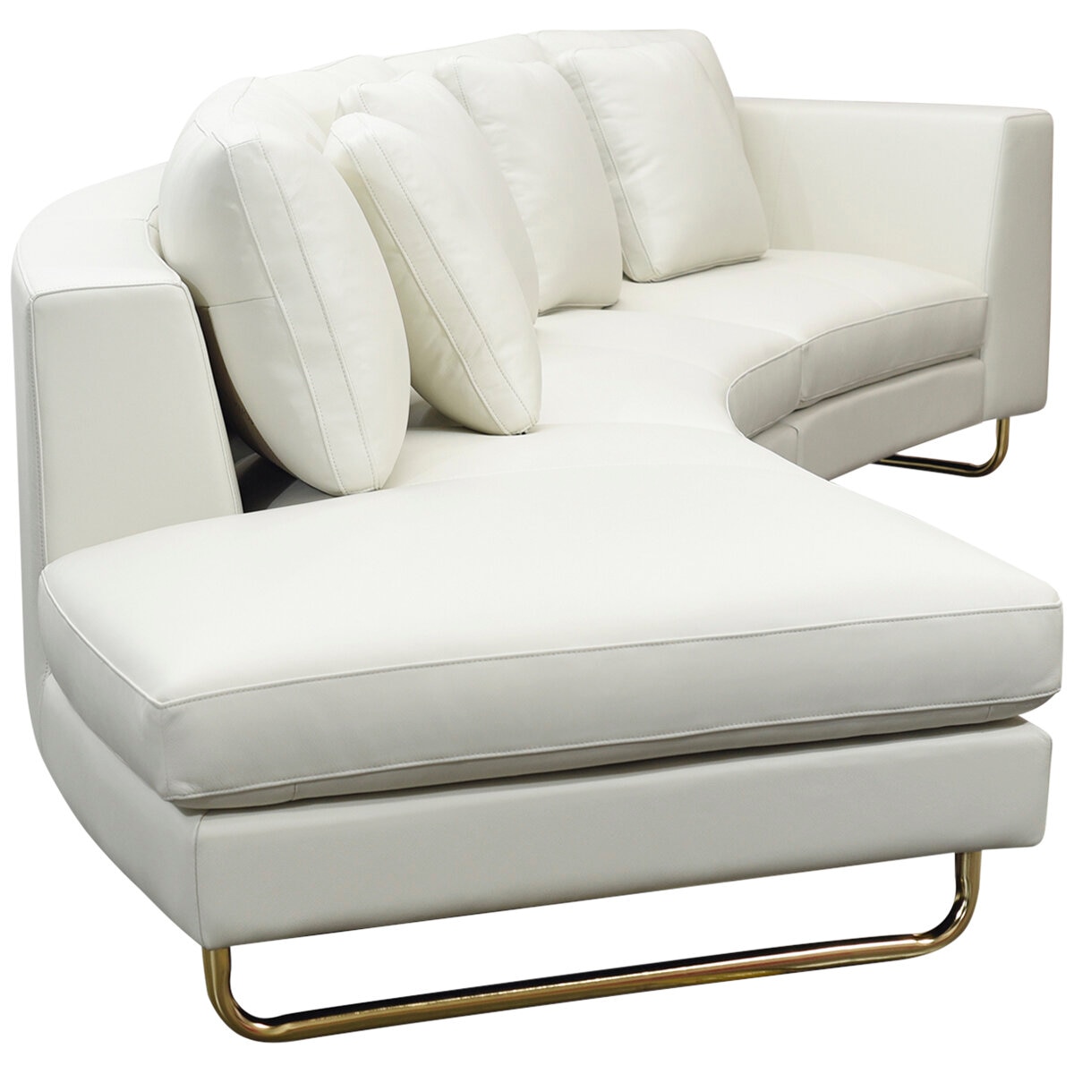 Moran Arcadia Extended Leather Chaise Sofa Meringue