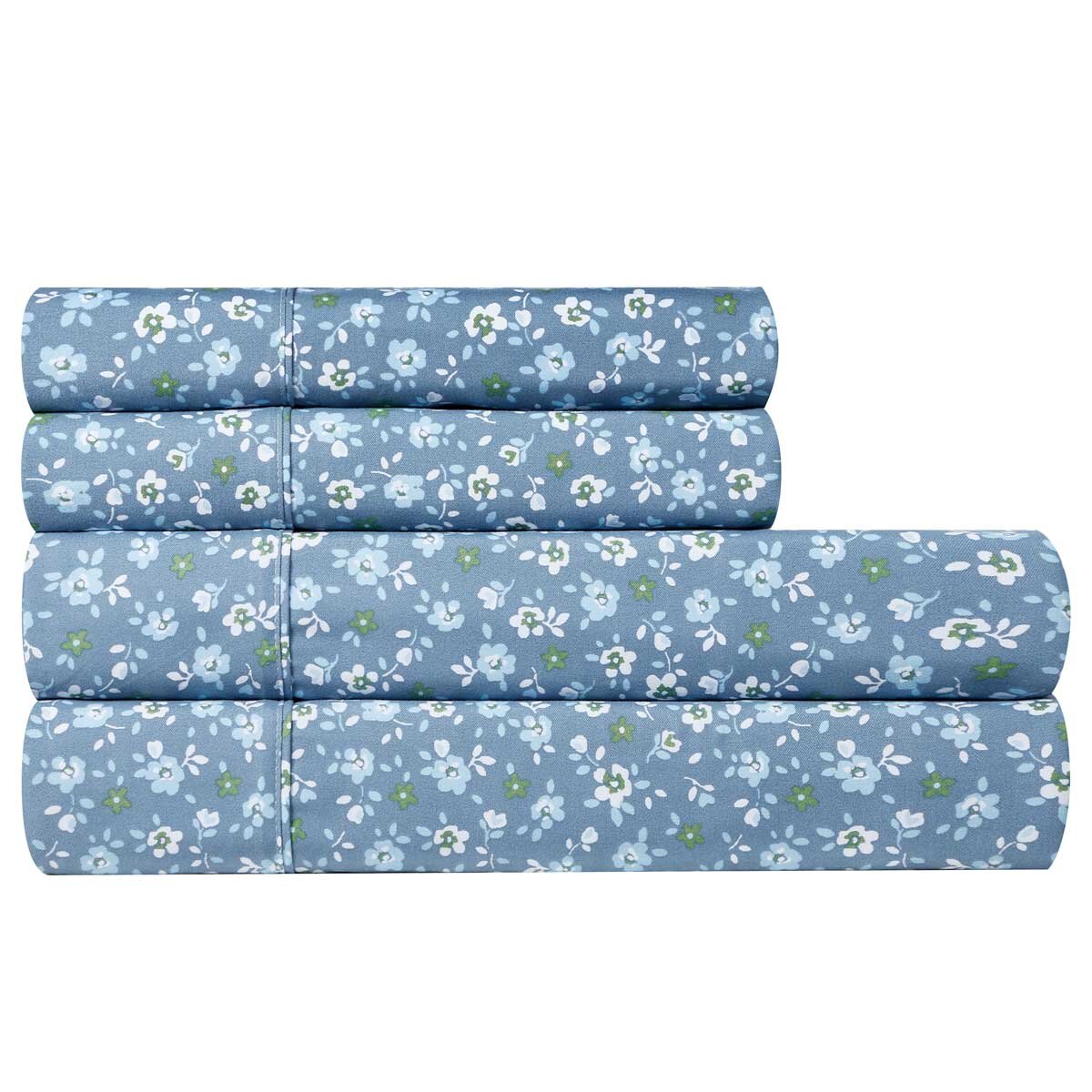 South Point Fashion Poly Flannel Sheet Set 4 Piece King Single Flowers