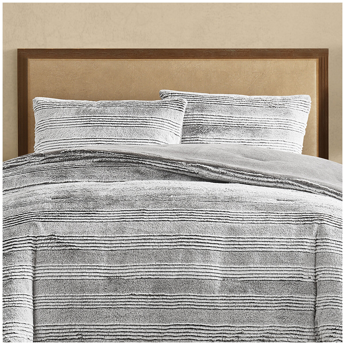Frye Carved Comforter Set 3 Piece King Grey