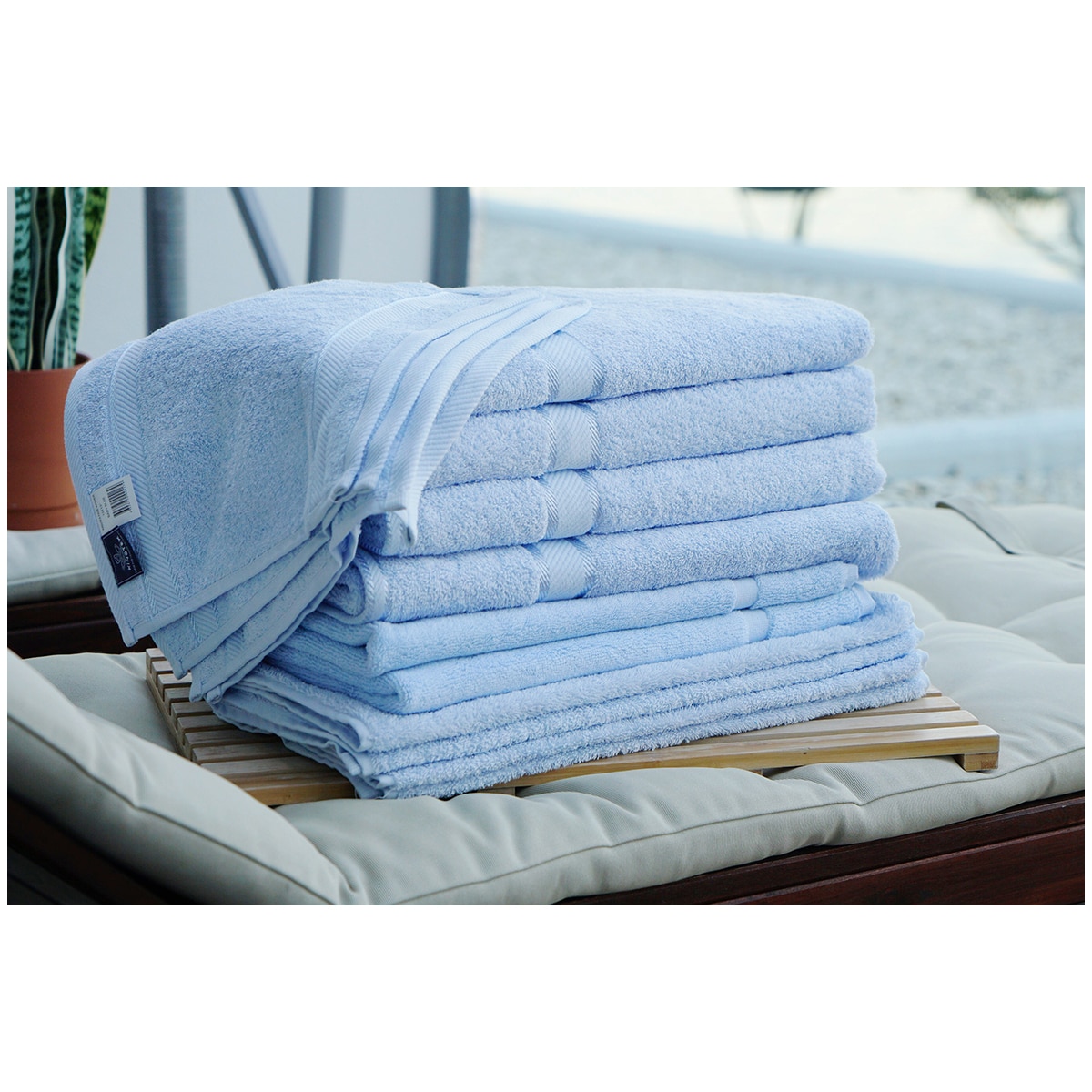 Kingtex Plain dyed 100% Combed Cotton towel range 550gsm Bath Sheet set 14 piece - Baby Blue