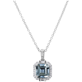 18KT White Gold Aquamarine And Diamond Pendant