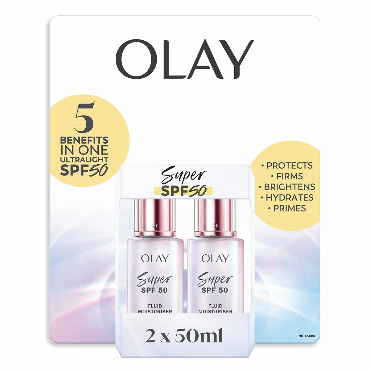 Olay Super SPF50 Fluid Moisturiser 2 x 50ml