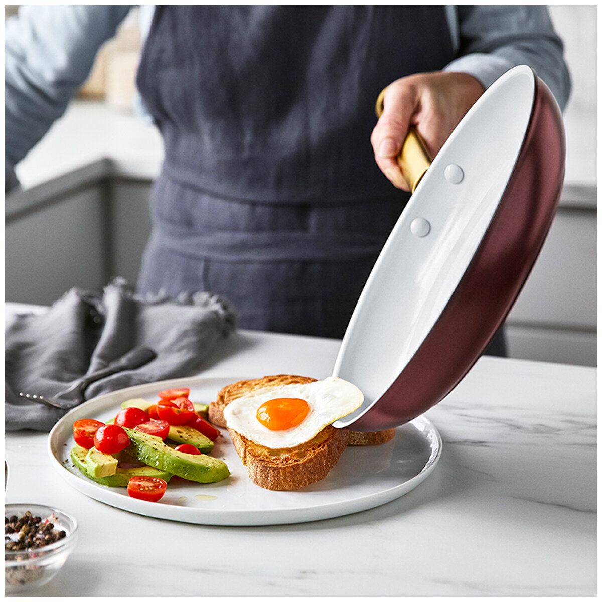 GreenPan Ceramic Non-Stick Frypan 2 Piece Set 20cm And 28cm Choc Truffle