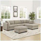 Thomasville 3 Piece Fabric Sectional with Storage Ottoman