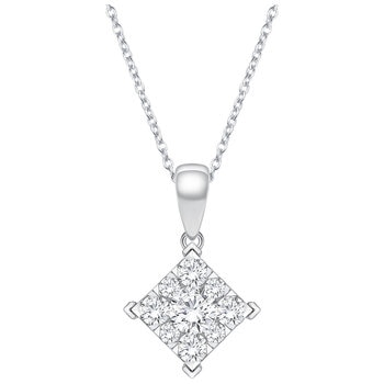 18KT White Gold 0.25ctw Diamond Square Shape Pendant