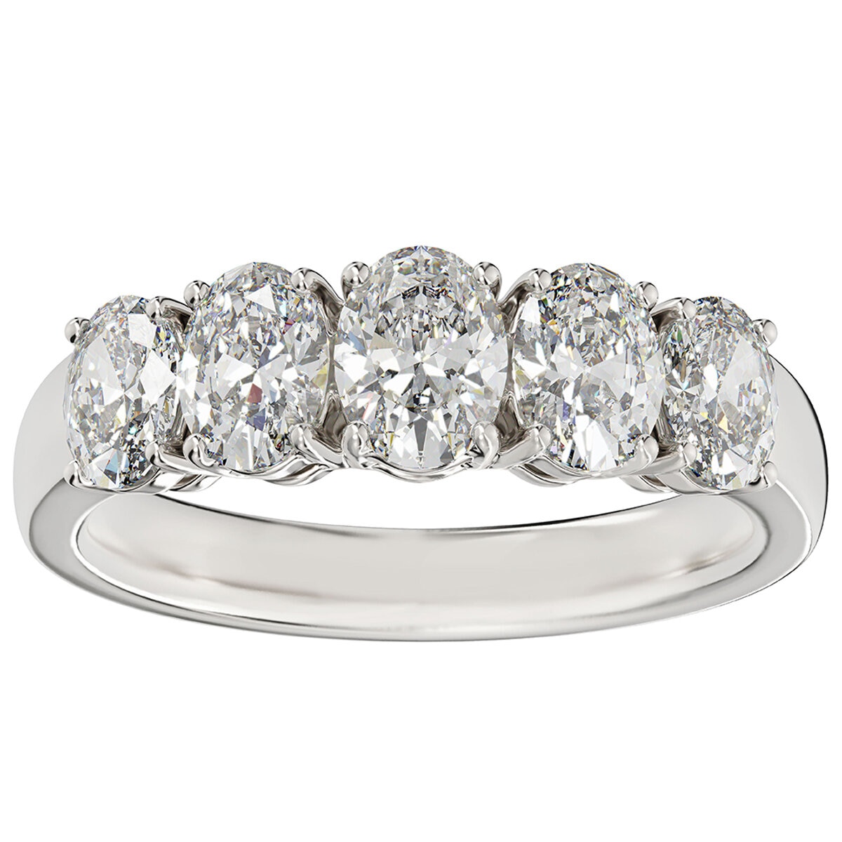 14KT White Gold 1.93ctw Oval Diamond Five Stone Ring