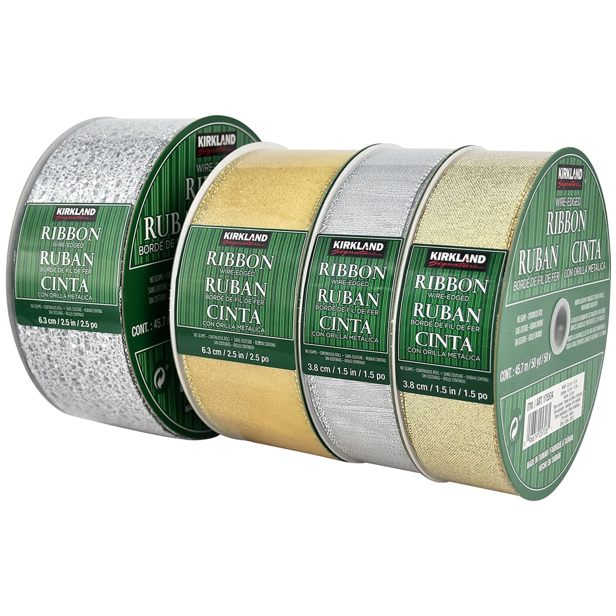 Costco Ribbon Christmas 2022 Kirkland Signature Wire-Edged Ribbon 4Pk Gold And Silver | Costco Australia
