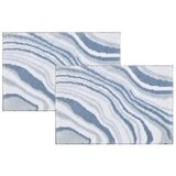 Riviera Marble Print Bathmat 40 x 60cm 2 Pack Blue