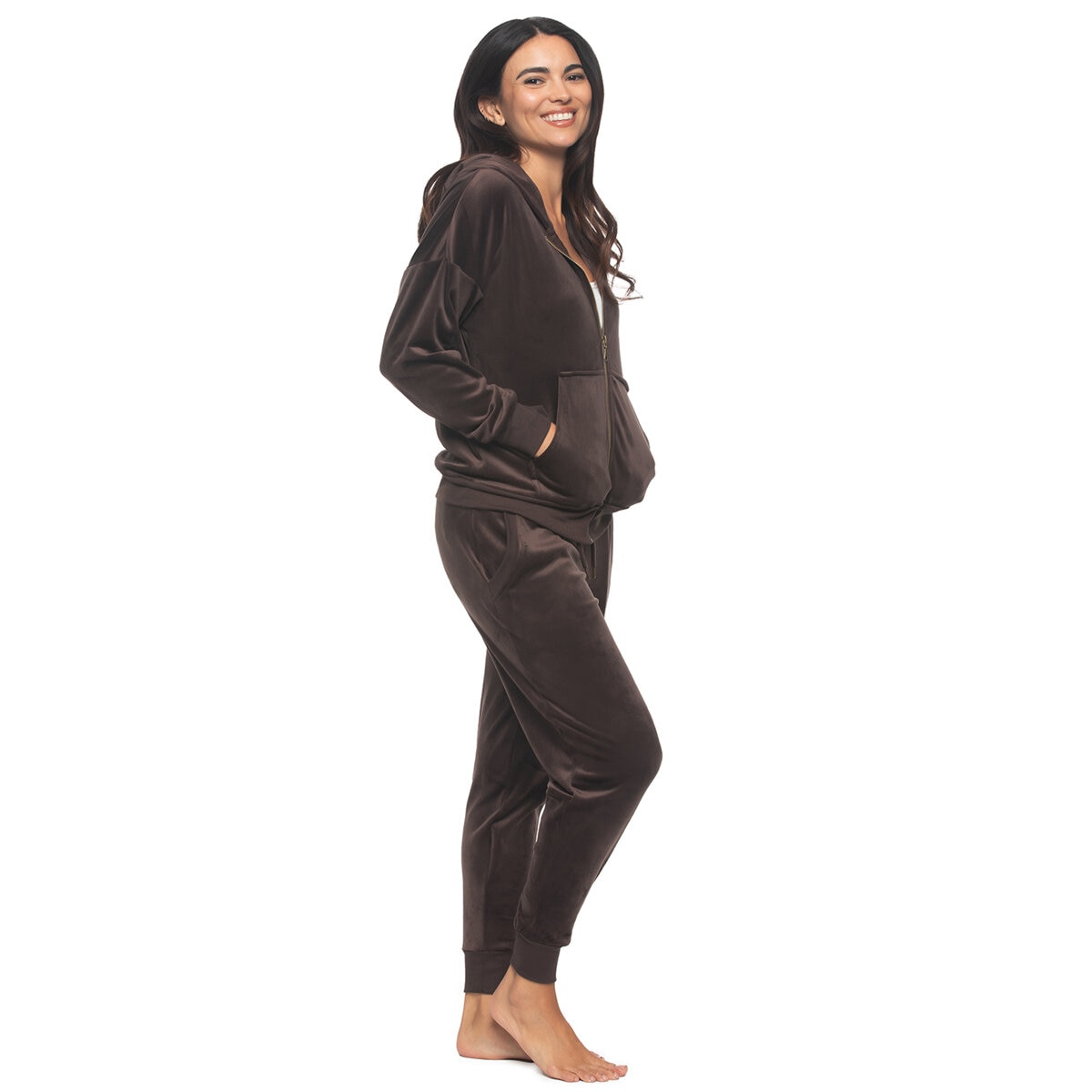 JEZEBEL Women's Velour Lounge Set Brown AU XS JEZEBEL Women's Velour Lounge Set Brown AU XS