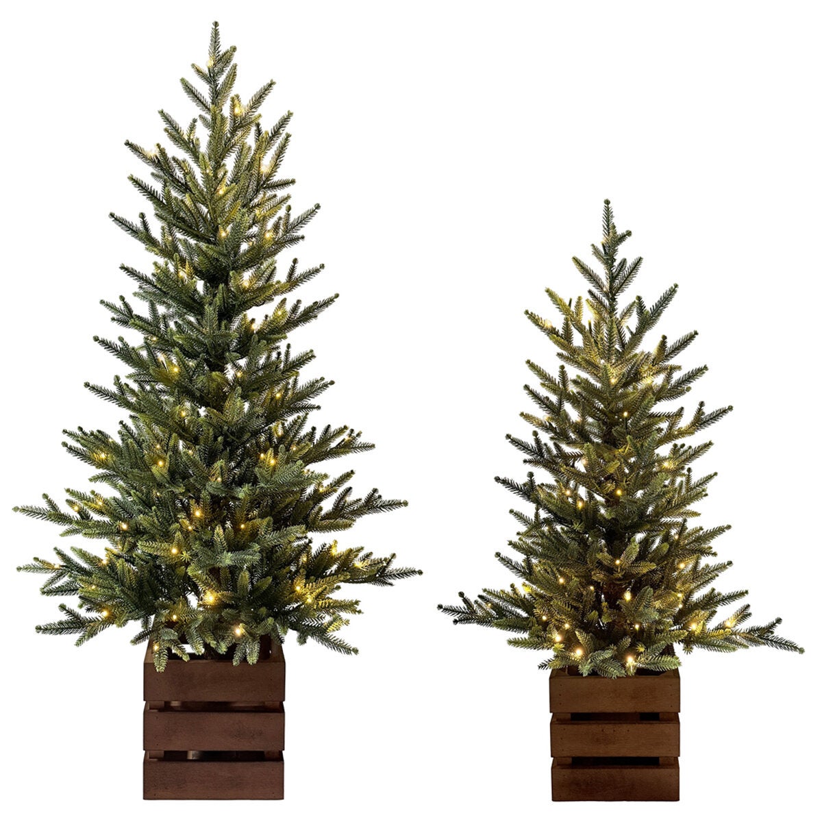 CGH Pine Trees with LED Twinkle Lights 2 Piece Set