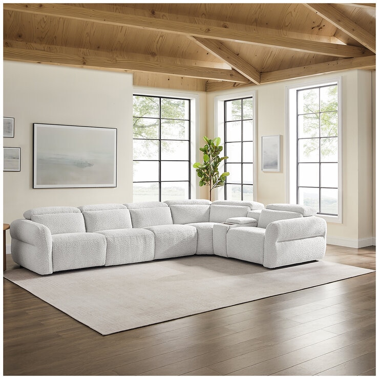 Aiden & Ivy Fabric Power Reclining Sectional With Power Headrests