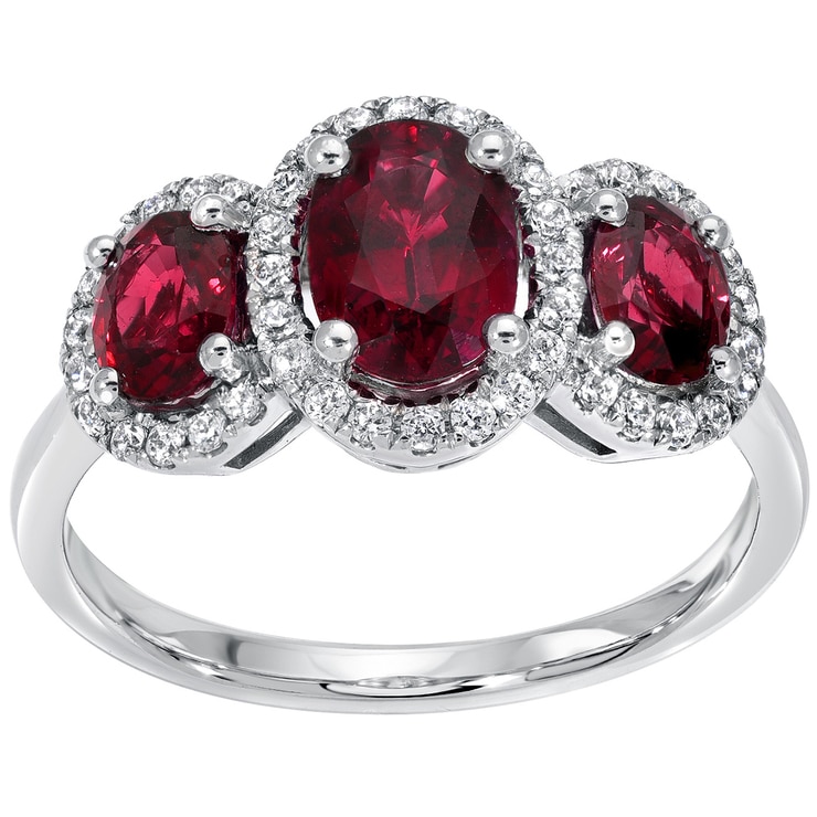 0.24ctw Diamond with  Ruby Trio Ring