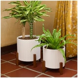 Ceramic Planters On Stand (Set of 2)