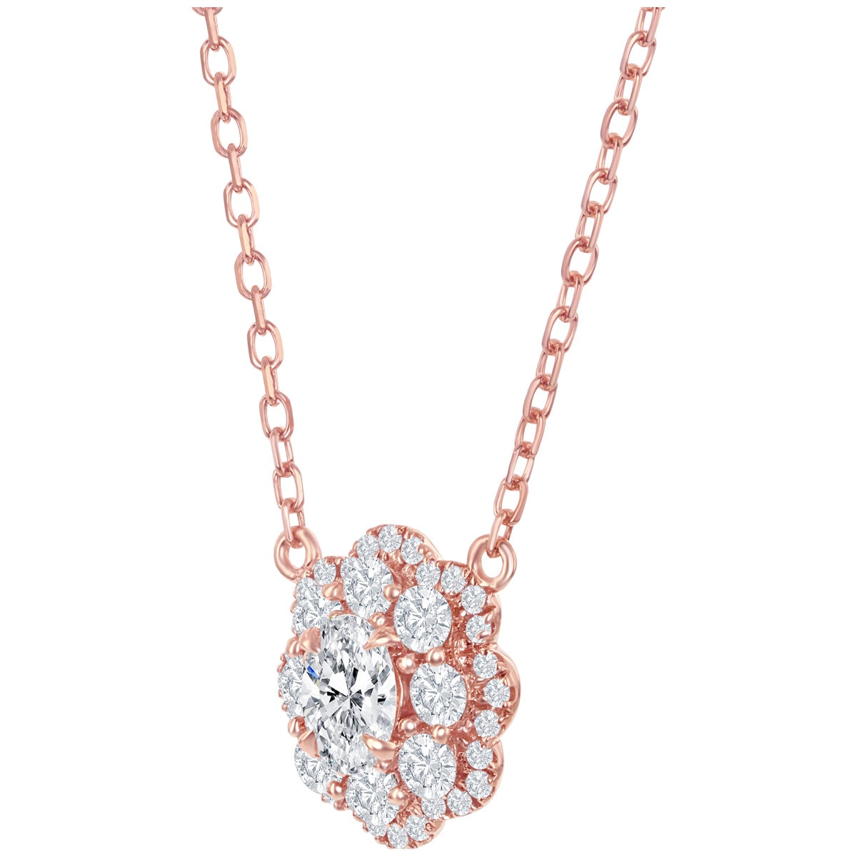 18KT Rose Gold 1.00CTW Diamond Fashion Necklace/