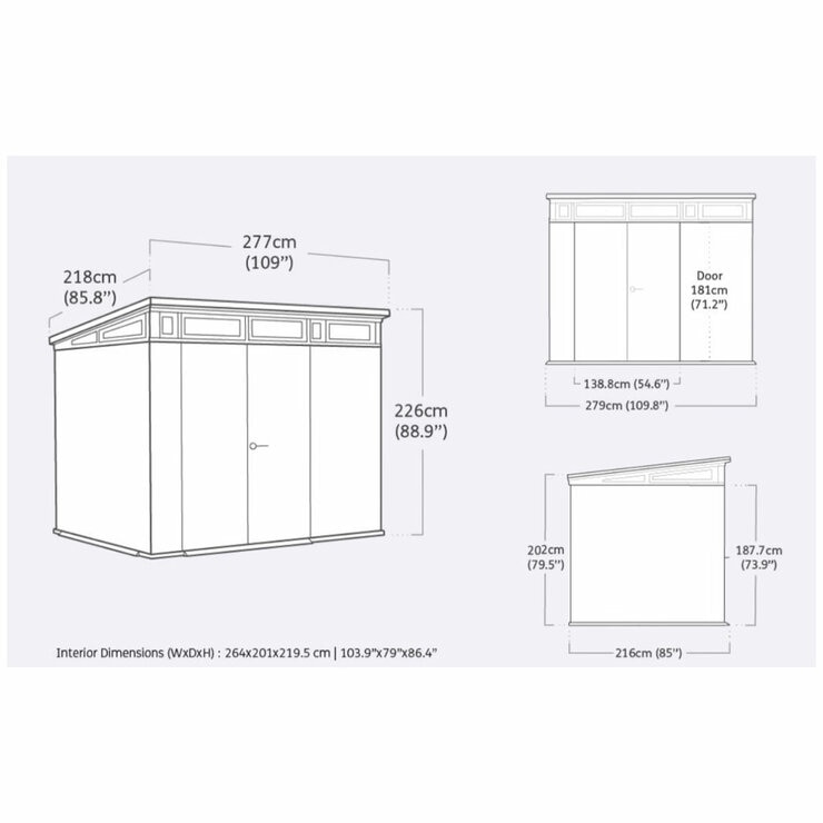Keter Signature Pent Shed 2.8 x 2.2M - Walnut Look Keter Signature Pent Shed 2.8 x 2.2M - Walnut Look