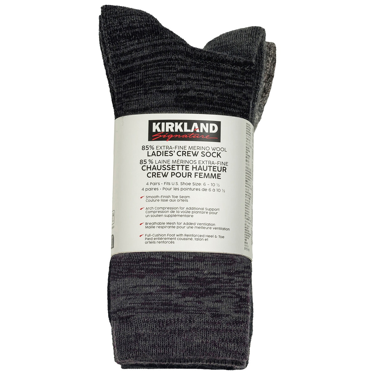 Kirkland Signature Women's Wool Sock 4 Pack Multi