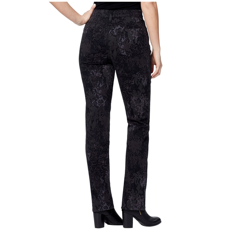 Gloria Vanderbilt Women's Classic Tapered Jeans Black Layered Stencil