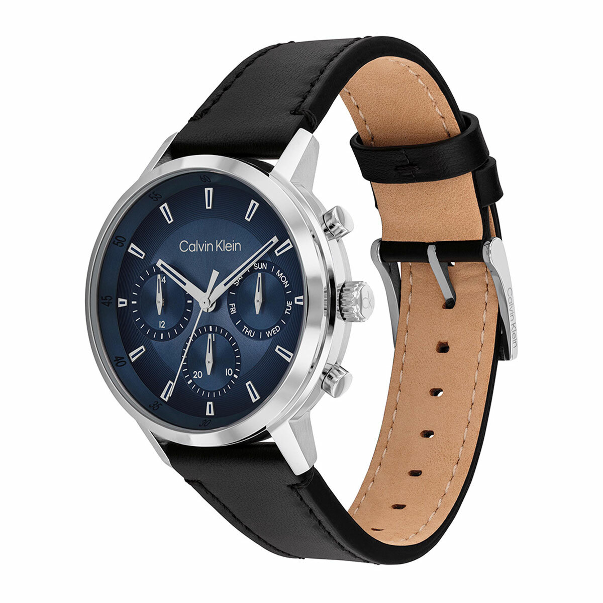 Calvin Klein Gauge Black Leather Blue Dial Men's Watch 25200497 Calvin Klein Gauge Black Leather Blue Dial Men's Watch 25200497