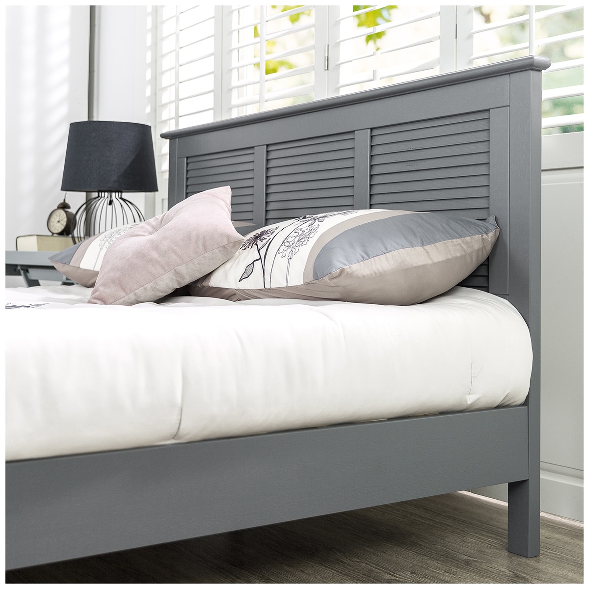 Wooden Grey Panel Bed Frame King (Zinus)