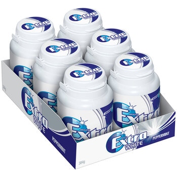 Wrigley's Extra White Sugarfree Peppermint Gum 6 x 64g Bottles