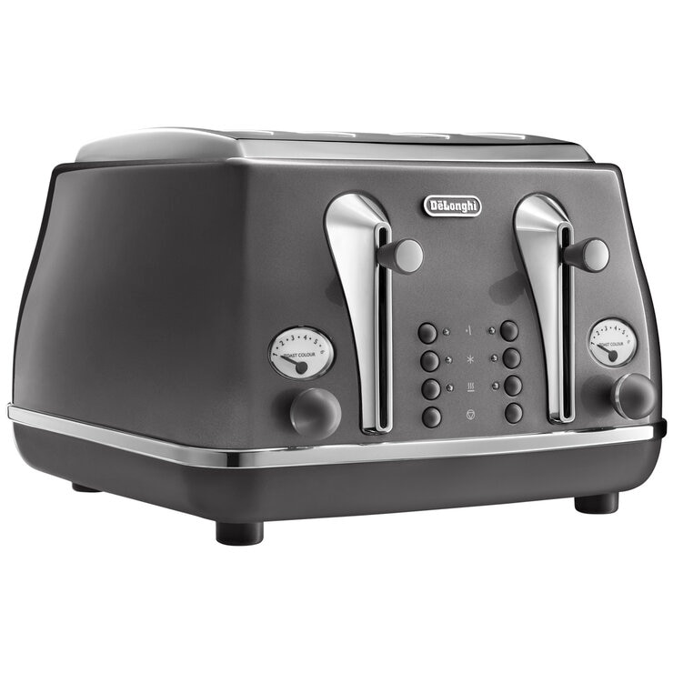 Delonghi CTOT4003GY Icona Metallics 4 Slice Toaster Pewter Grey