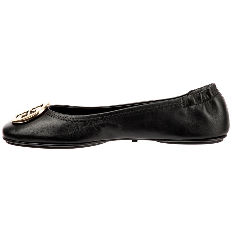 Tory Burch Minnie Travel Logo Ballerina Flats - Black Gold Tory Burch Minnie Travel Logo Ballerina Flats - Black Gold