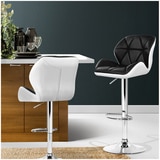 Artiss Black and White Gaslift Swivel Barstool 2 pack