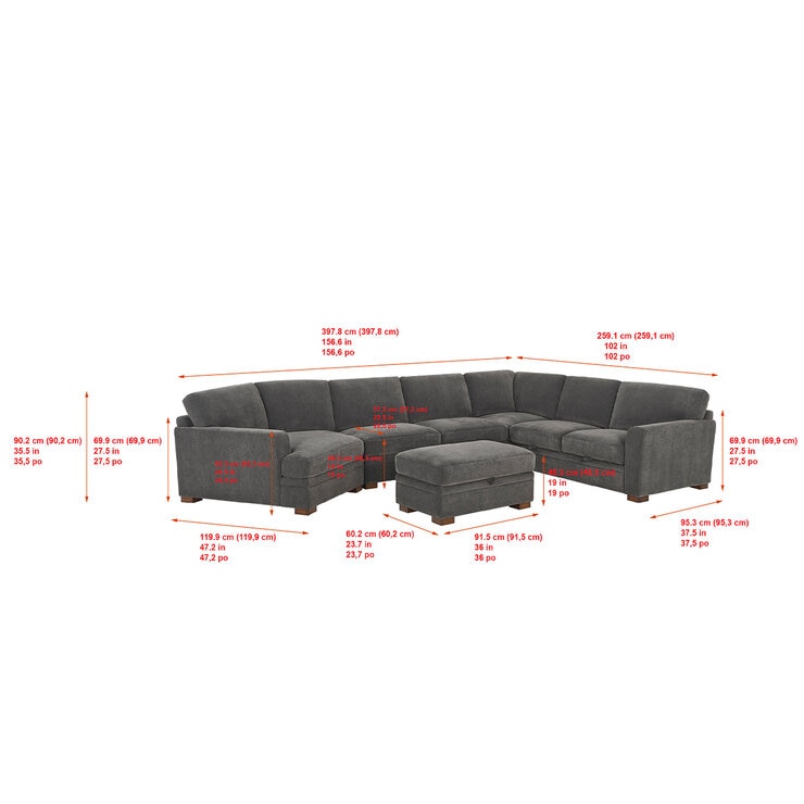 Thomasville Fabric Sectional With Storage Seats And Ottoman
