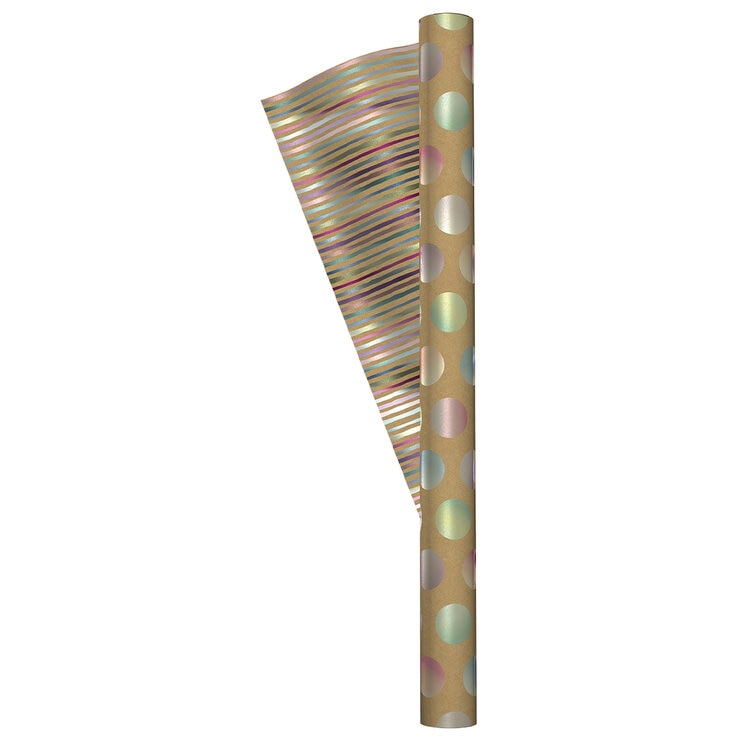Kirkland Signature Spring Reversible Trio Gift Wrap Cheerful Kraft - update img