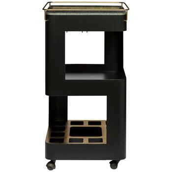 Wine Stash Miniature Bar Cart with Marble Top Black