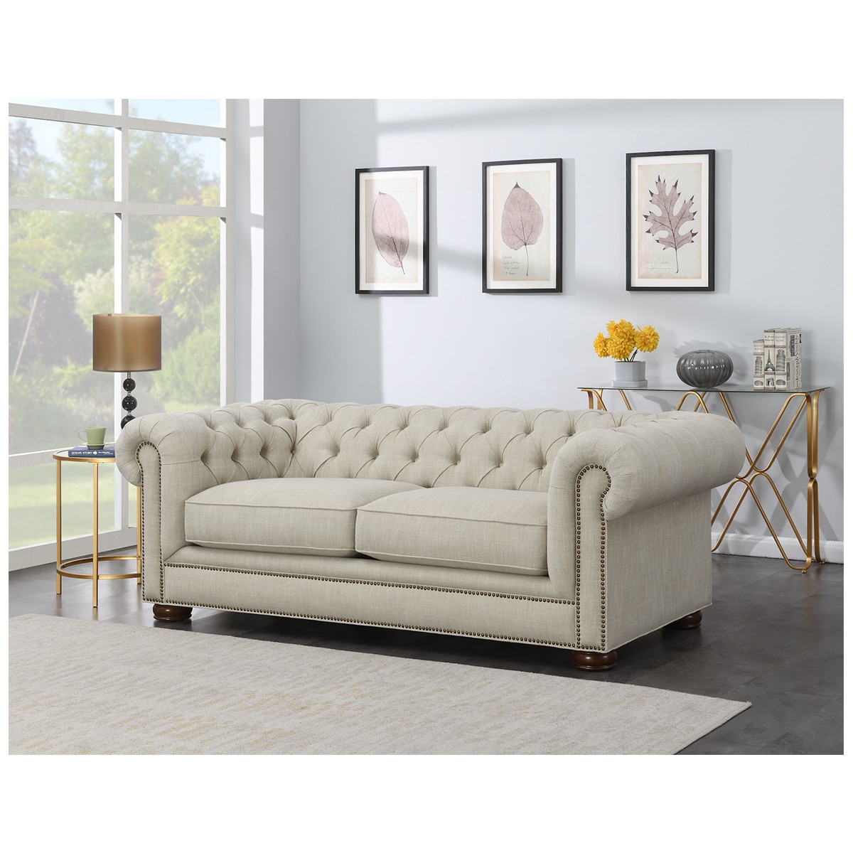 Synergy Home Furnishings Chesterfield Sofa - Cream