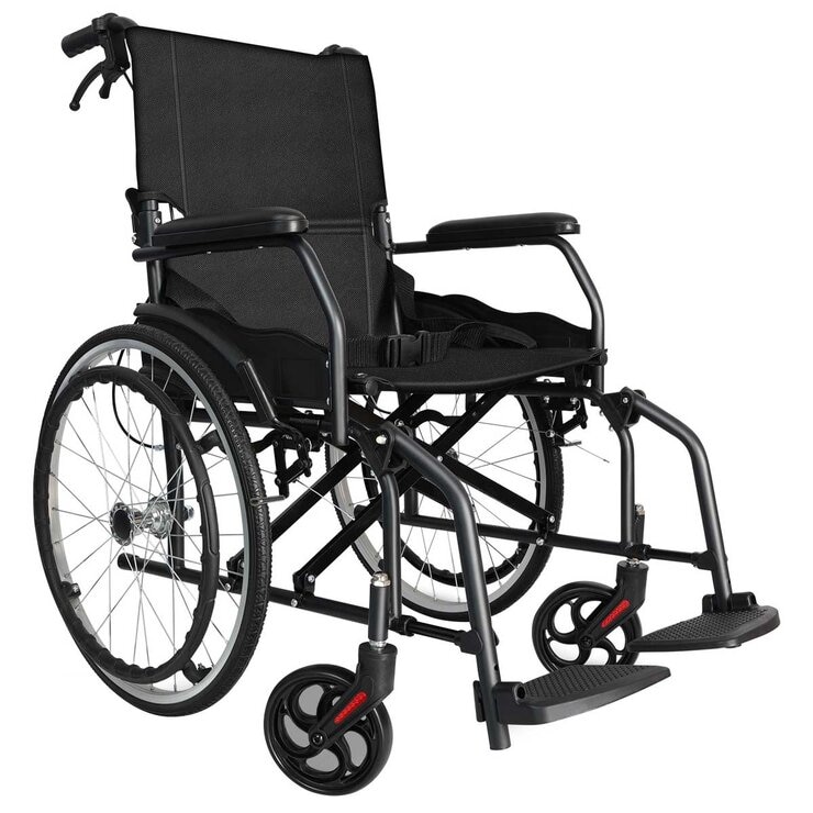Altus Transport Wheelchair Lightweight Folding Self Propelled 20 Inch Wheel Black