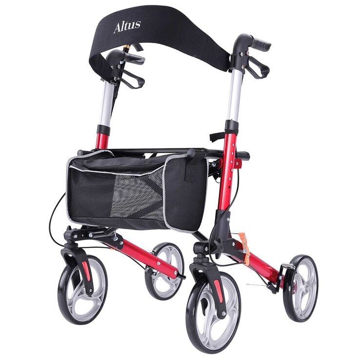 Altus Deluxe Euro Style Walker Rollator 10 Inch Wheel Red Altus Deluxe Euro Style Walker Rollator 10 Inch Wheel Red