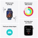 Apple Watch SE GPS 44mm Silver Aluminium Case With Blue Cloud Sport Loop