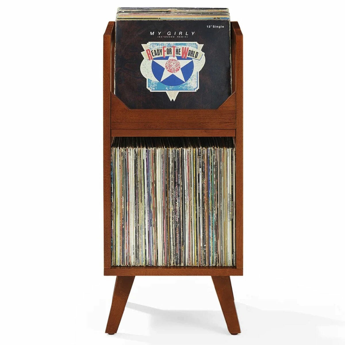 Crosley Asheville Small Vinyl Storage Stand Walnut
