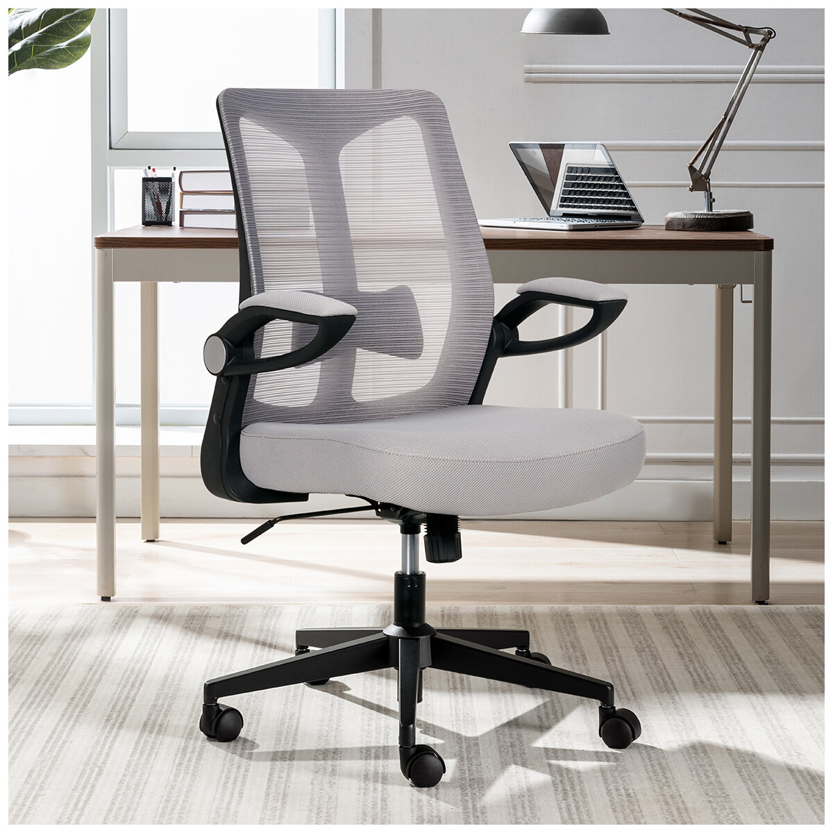 True Innovations Mesh Chair With Flip Up Arms Grey