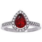 18KT White Gold 0.16ctw Diamond Pear Ruby Ring/