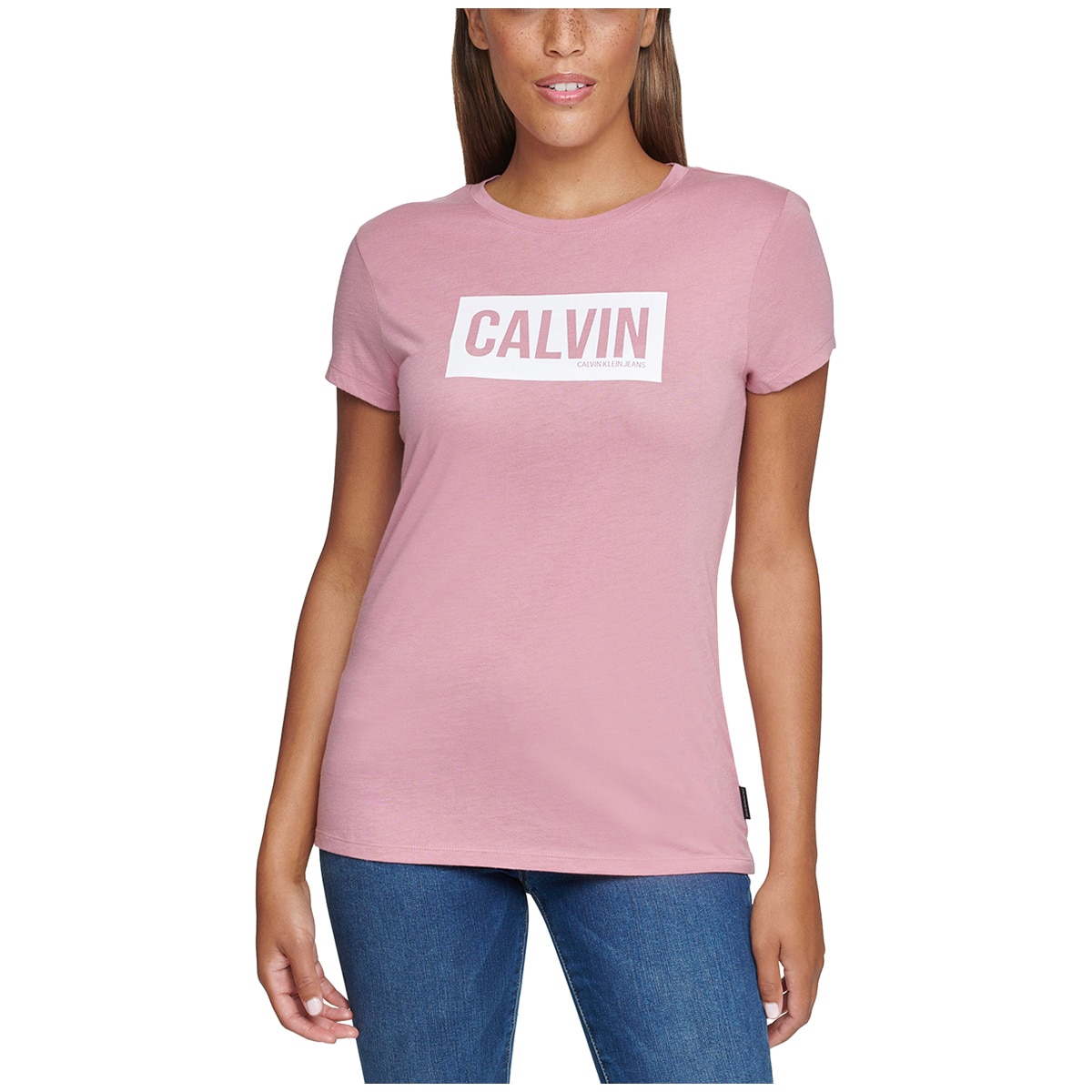 Calvin Klein Women's Block Logo Tee Rose | Costco Australia