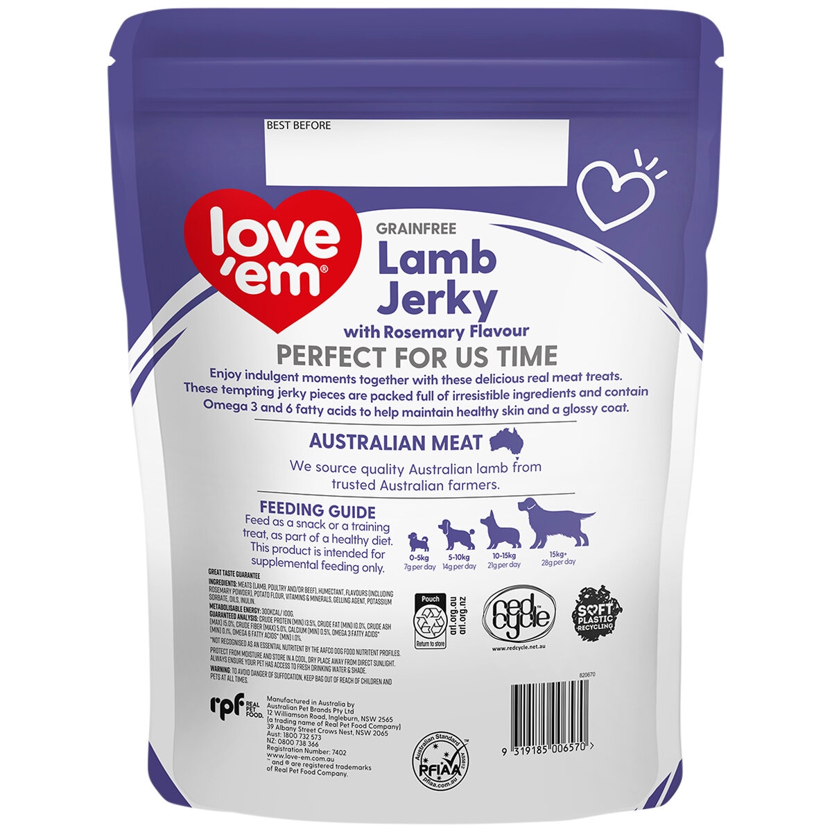 Love'em Grain Free Lamb Jerky 2 x 1 kg