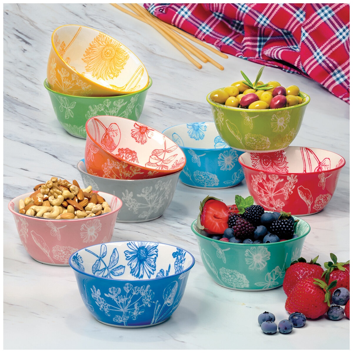 Certified Botanical Bowl Set 10 Piece