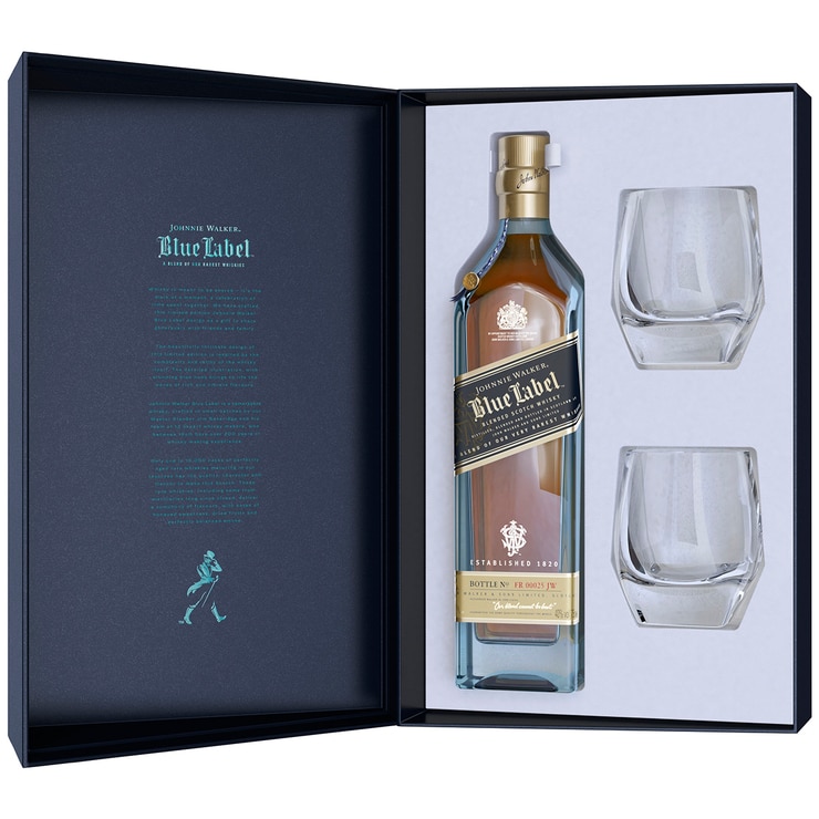 Johnnie Walker Blue Label Blended Scotch Whisky 700ml Glasses Giftpack Costco Australia