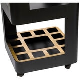 Wine Stash Miniature Bar Cart with Marble Top Black