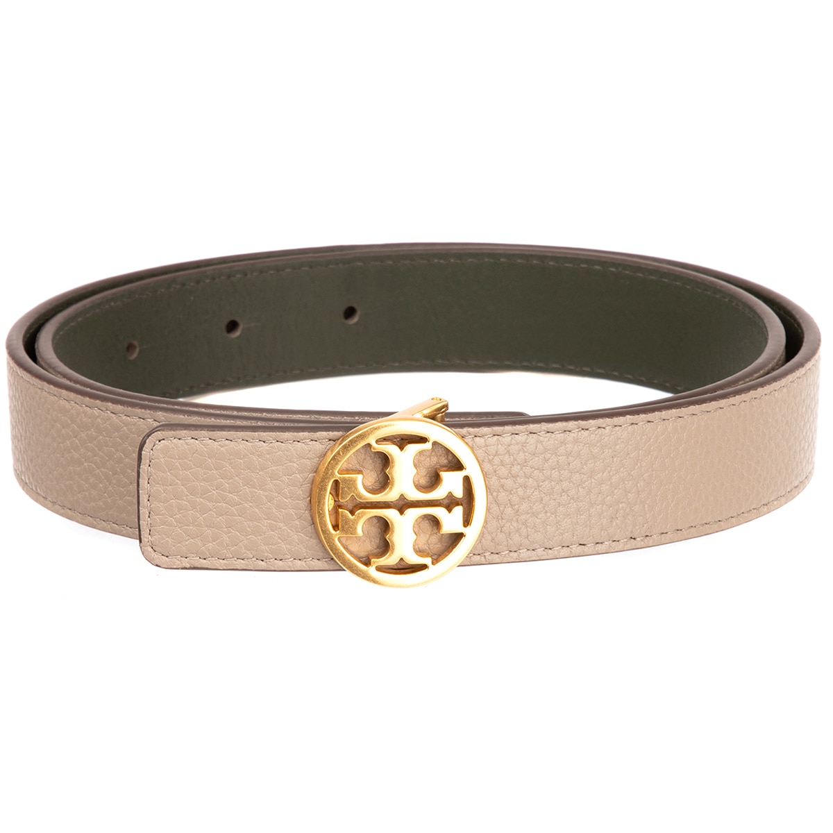 Tory Burch Women's Reversible Logo Belt Grey, Red & Gold ...