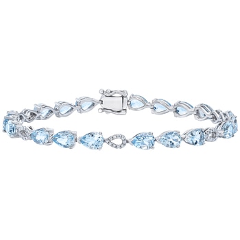 18KT White Gold Aquamarine And Diamond Bracelet