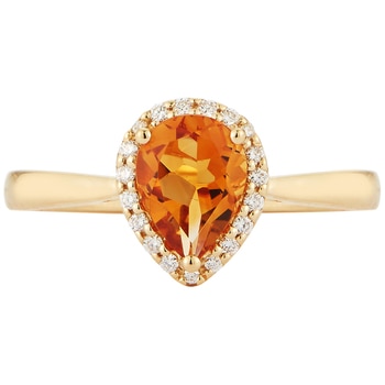 18KT Yellow Gold Citrine And Diamond Ring